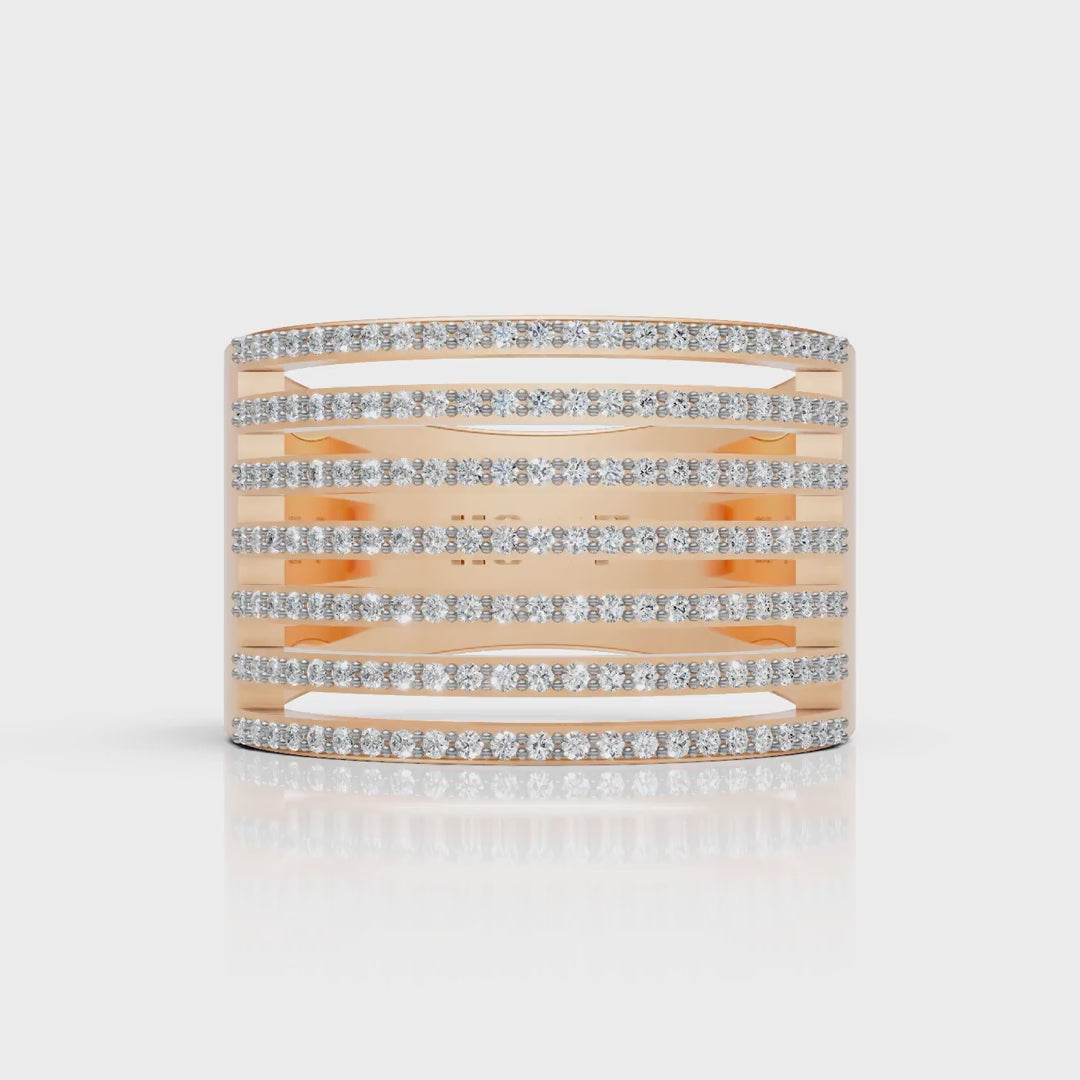 Luxury Multi-Row Diamond Band Ring