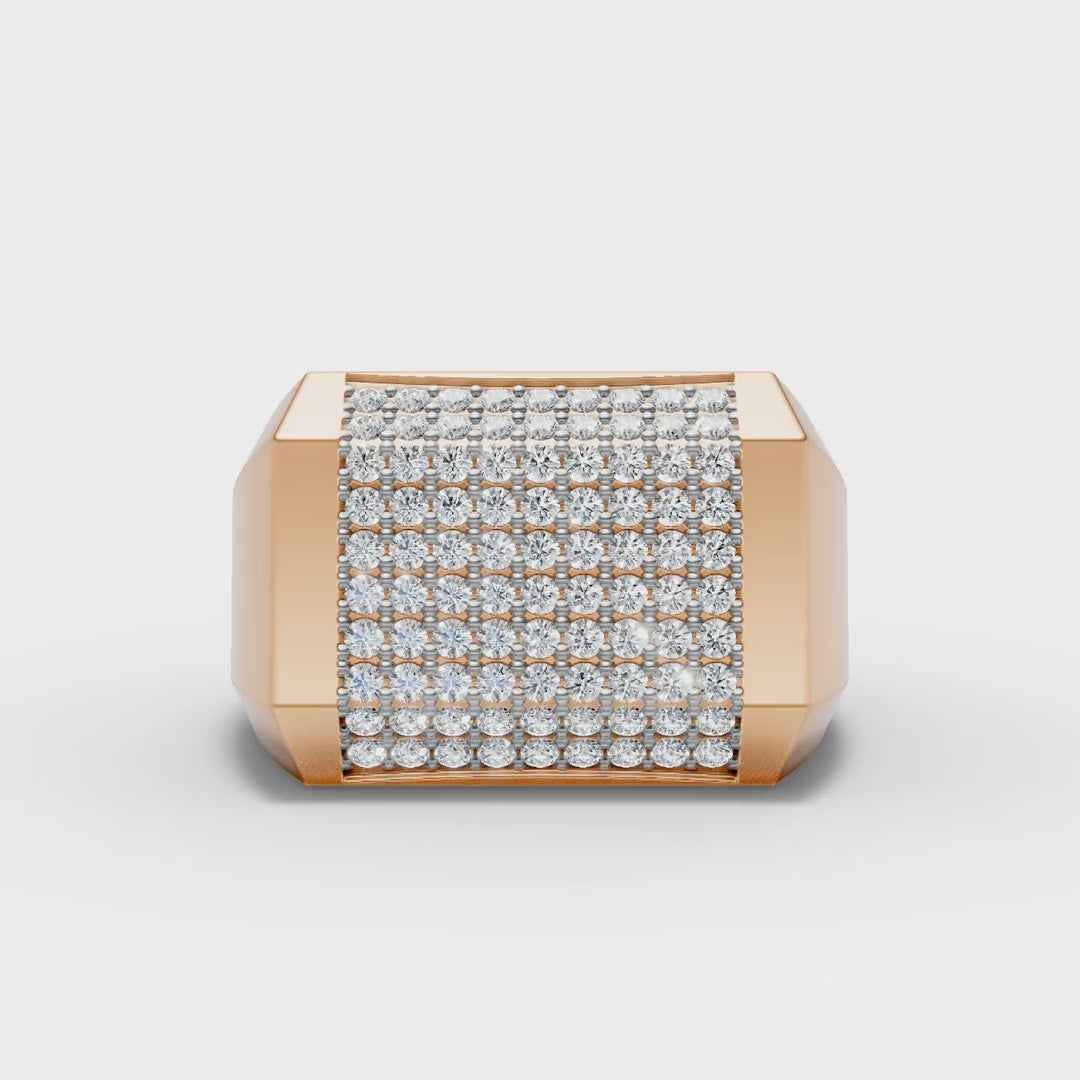 925 Sterling Silver Diamond Grid Moissanite Diamond Ring