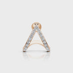 V-Shaped Round Diamond Hoop Studs