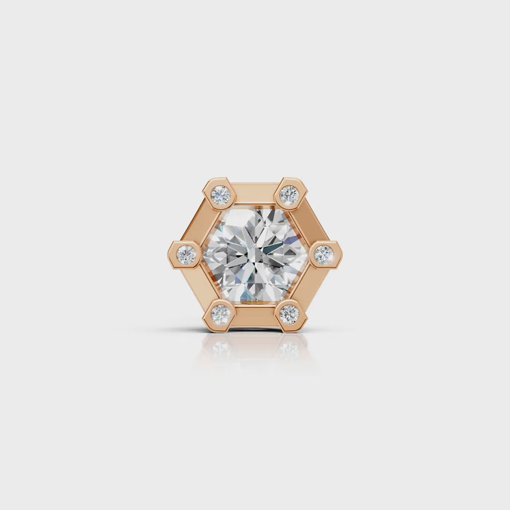 Hexagon Halo Diamond Stud (1 PC)
