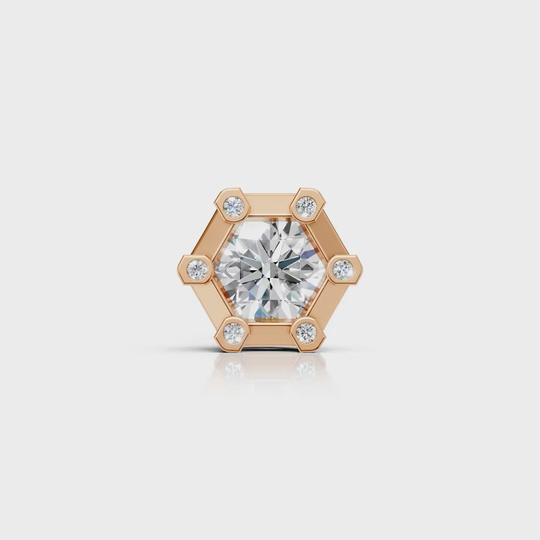 Hexagon Halo Diamond Stud (1 PC)