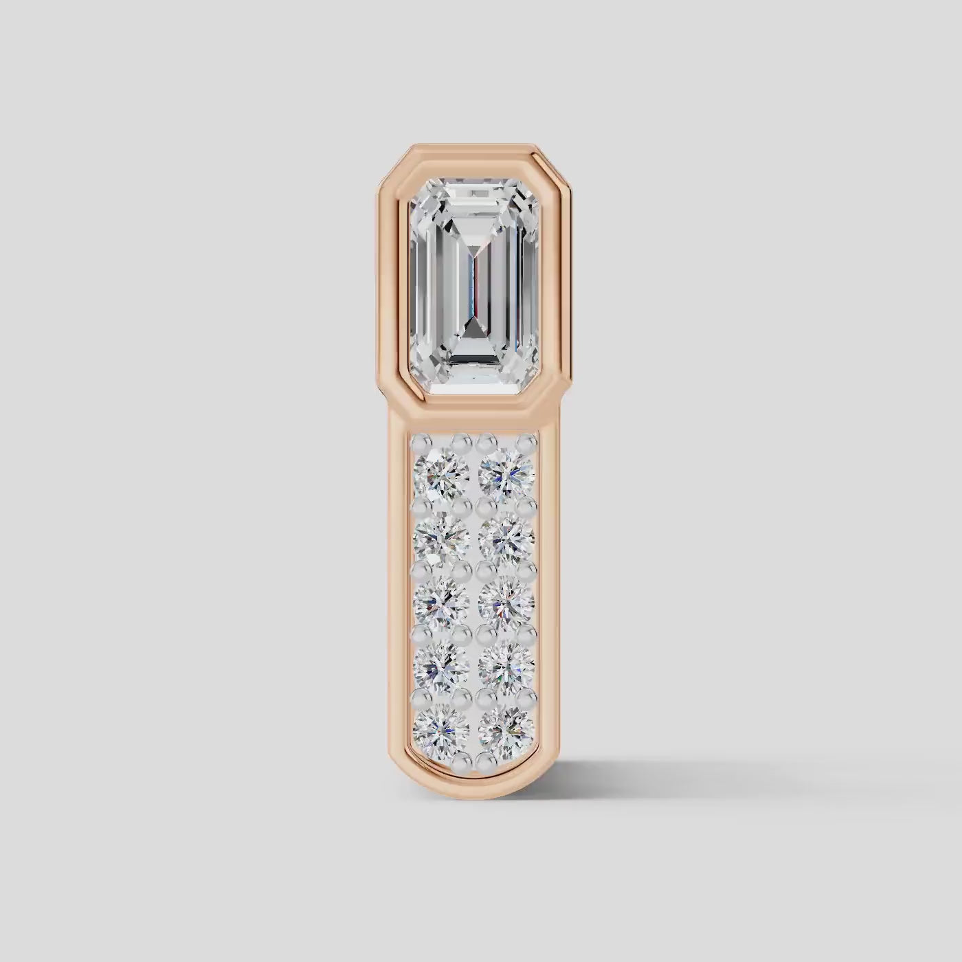 925 Sterling Silver Emerald Cut Moissanite Diamond Bali Earring (1 PC)