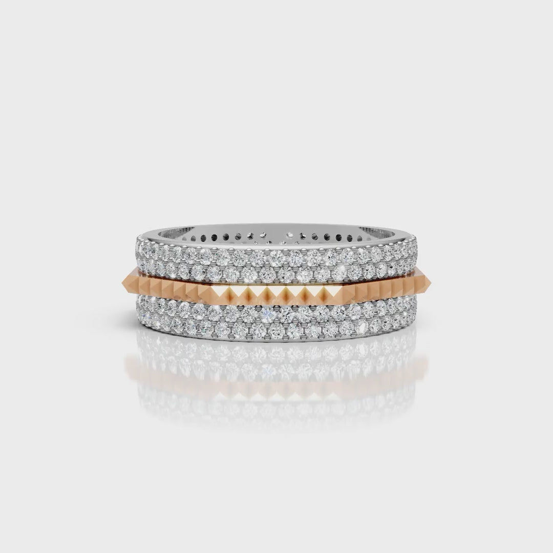 Solid Gold And 925 Sterling Silver Gold Moissanite Diamond Hexagon Square Shape Band Ring