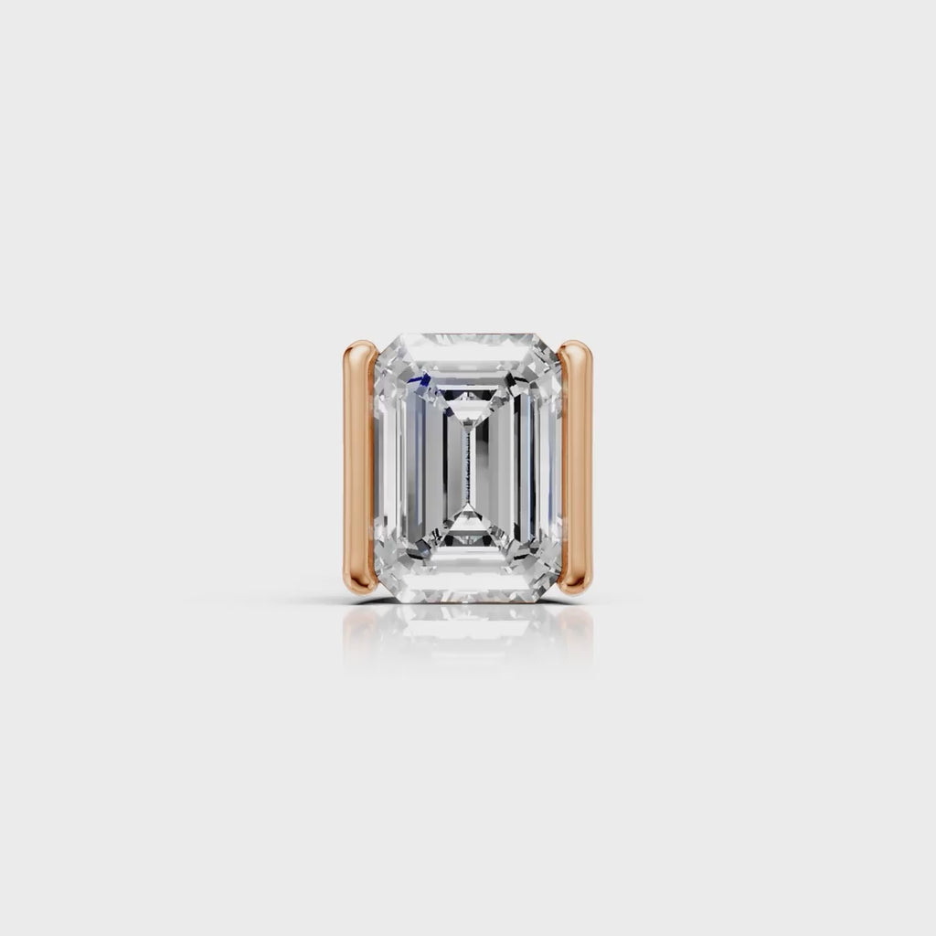Emerald Cut Diamond Bar Set Stud (1 PC)