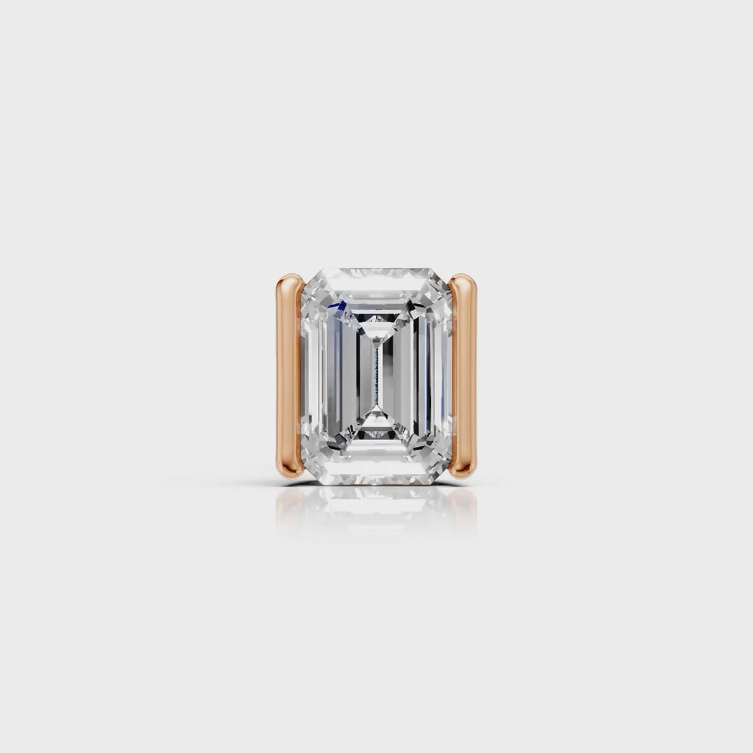Emerald Cut Diamond Bar Set Stud (1 PC)