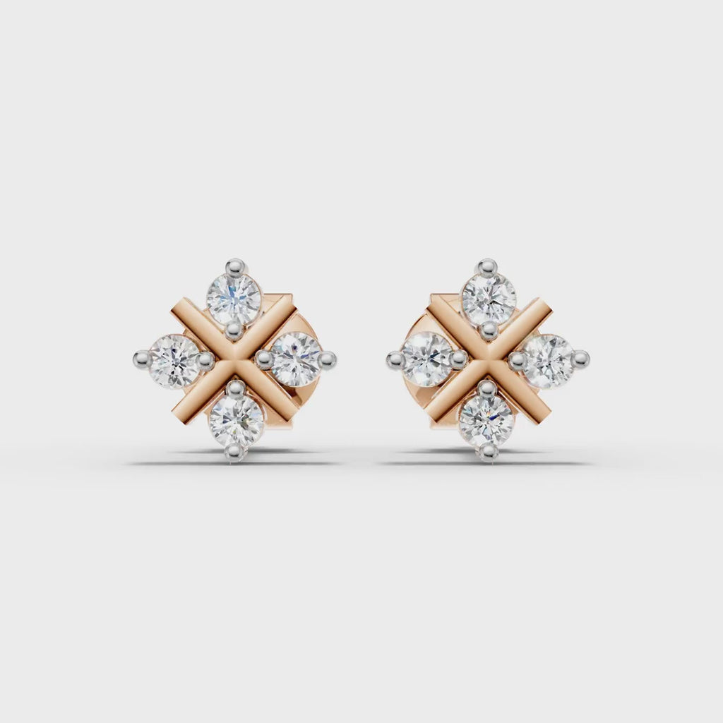 Sparkling Cross Cluster Stud Earrings (1 Pair)