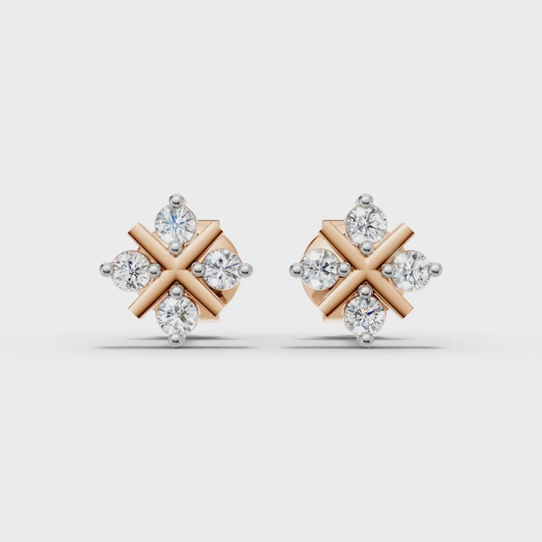 925 Sterling Silver Sparkling Cross Cluster Stud Earrings