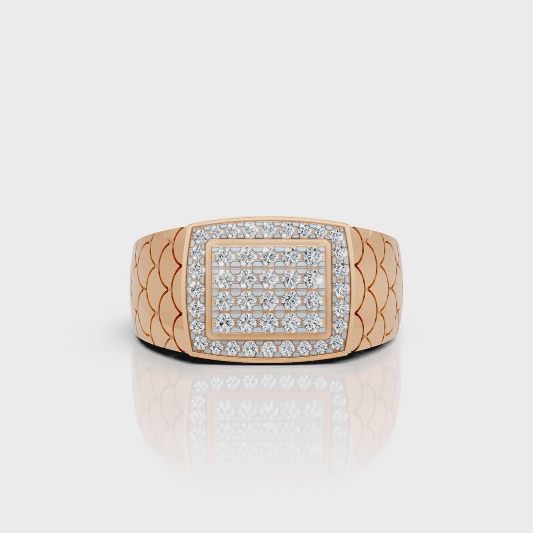 Square Pave Diamond Men's Ring