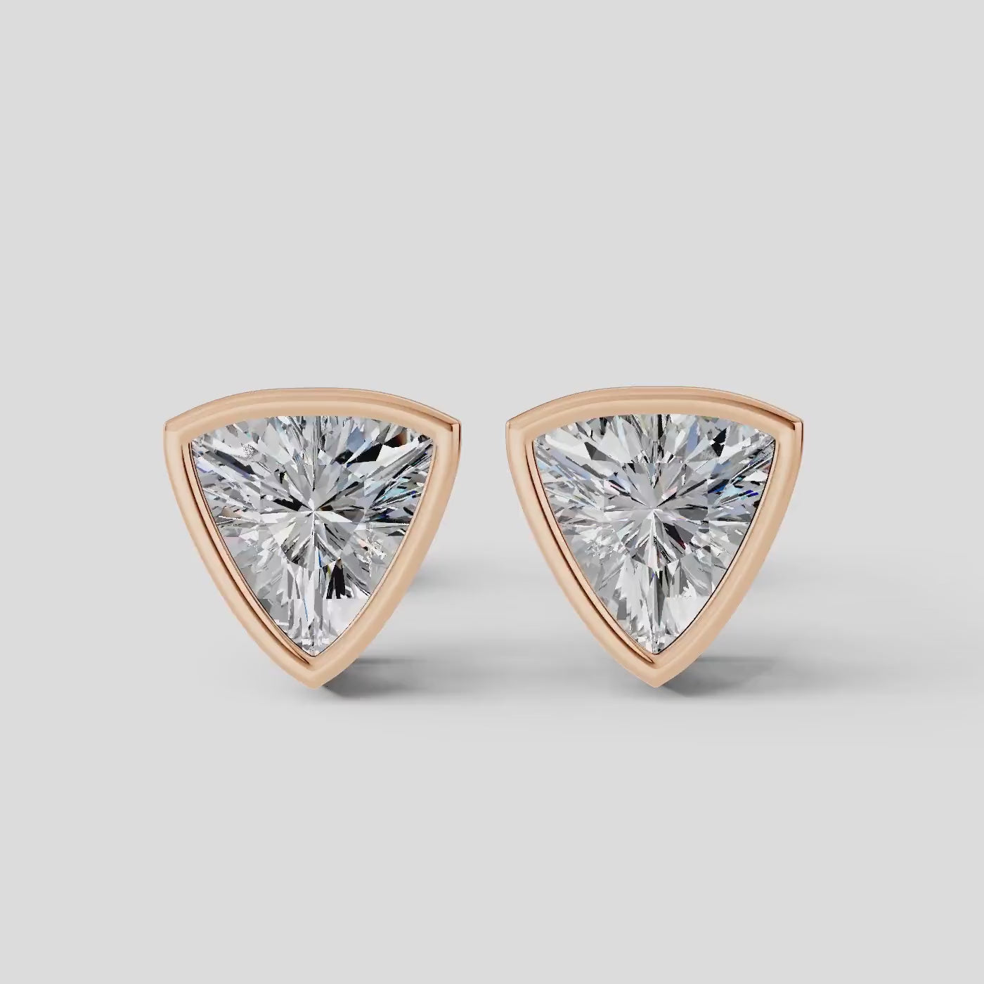 925 Sterling Silver Trillion Shaped Moissanite Diamond Bezel Setting Earring ( 1 Pair )