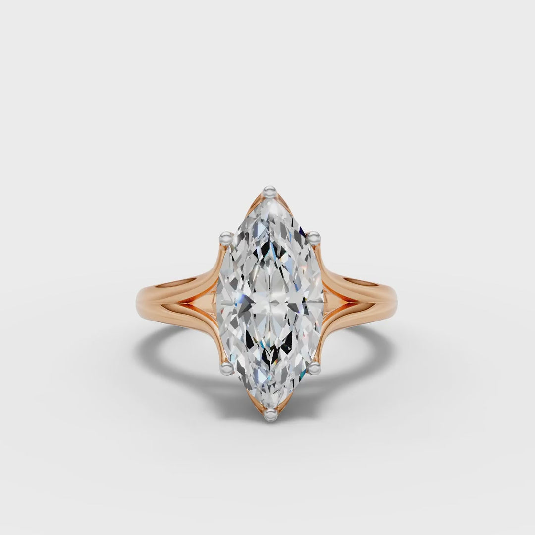 925 Sterling Silver Moissanite Diamond Marquise Solitaire  Ring