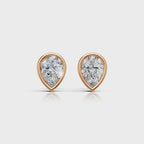 Pear Shaped Bezel Setting Earring ( 1 Pair )