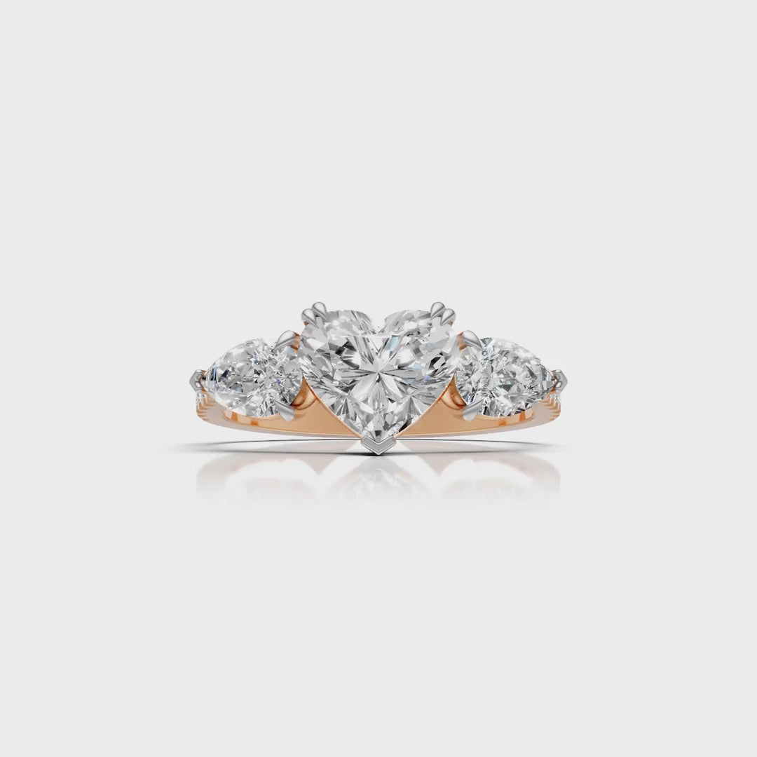 Heart & Pear Diamond Trilogy Ring