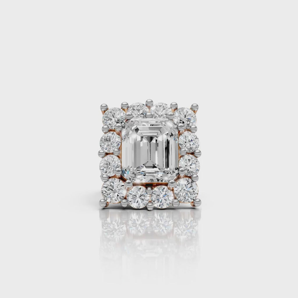 Royal Emerald Cut Diamond Cluster Ring