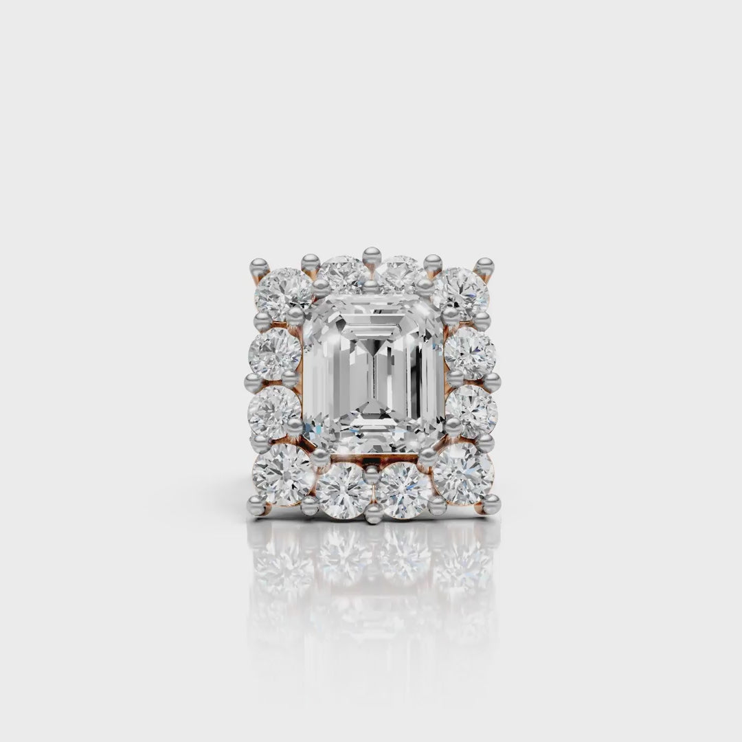 Royal Emerald Cut Diamond Cluster Ring