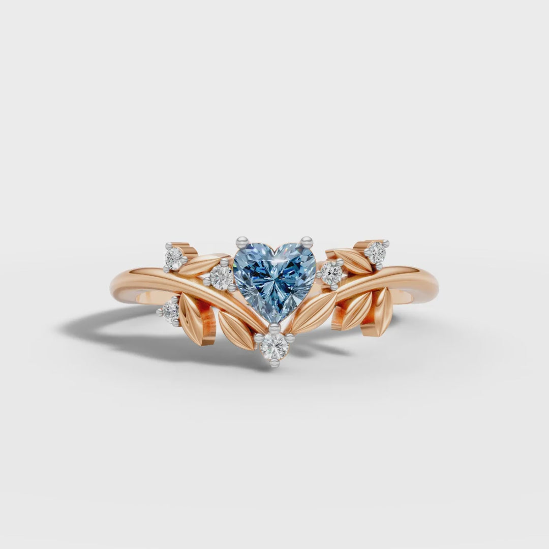 Blue Heart Leaf Ring