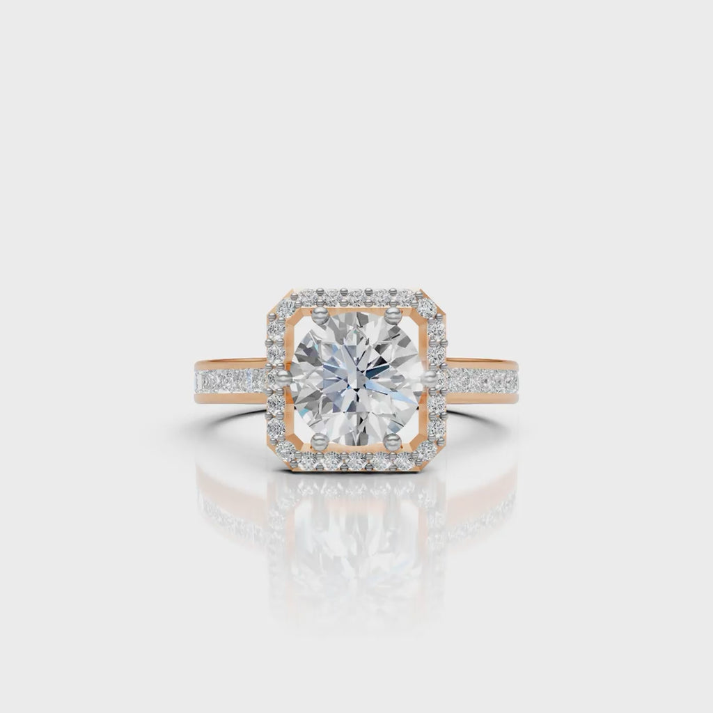 Round Halo Solitaire Ring