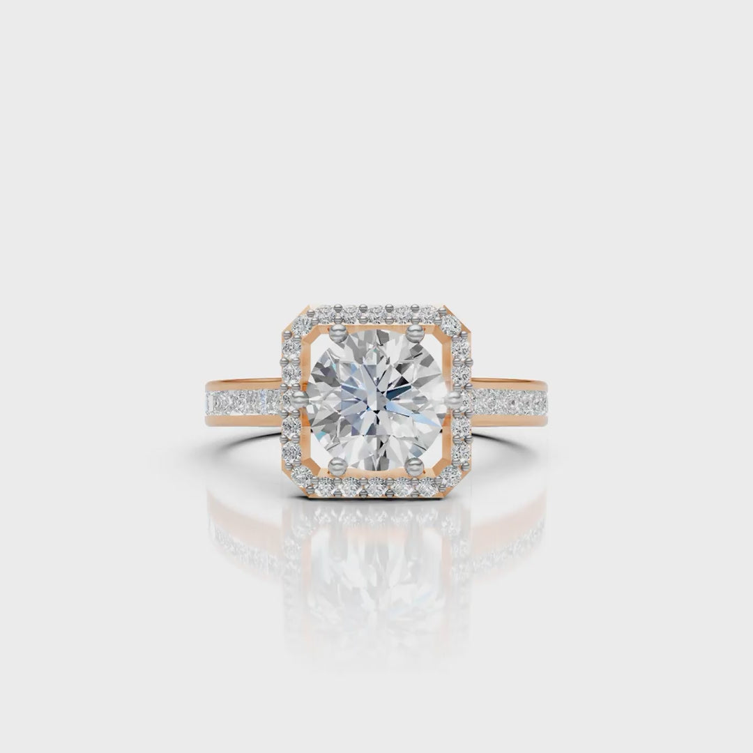 Round Halo Solitaire Ring
