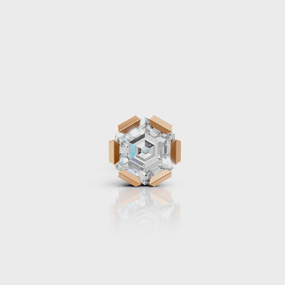 Hexagon Step Cut Solitaire Stud (1 PC)