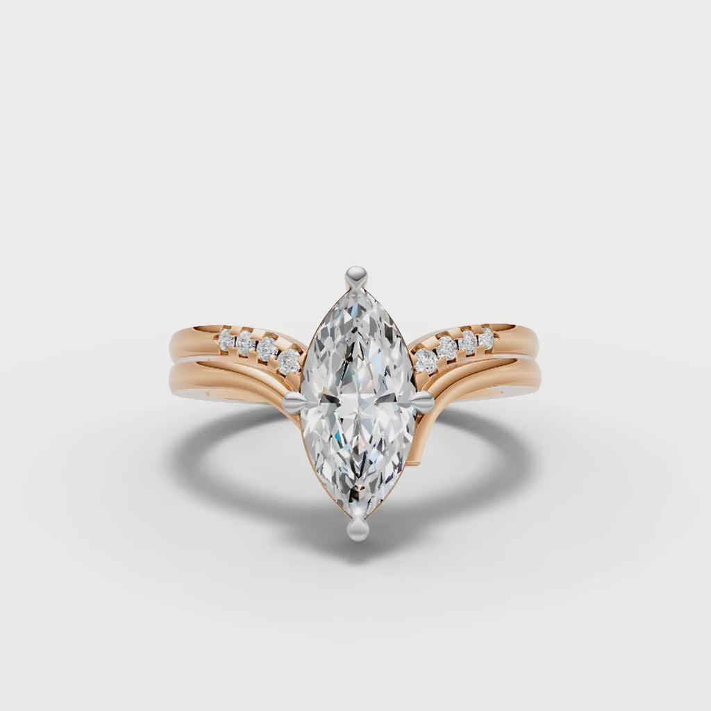 925 Sterling Silver Moissanite Diamond Marquise Ring