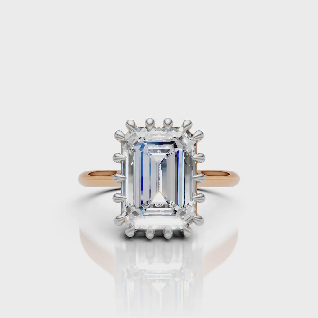 Crown Setting Emerald Solitaire Ring