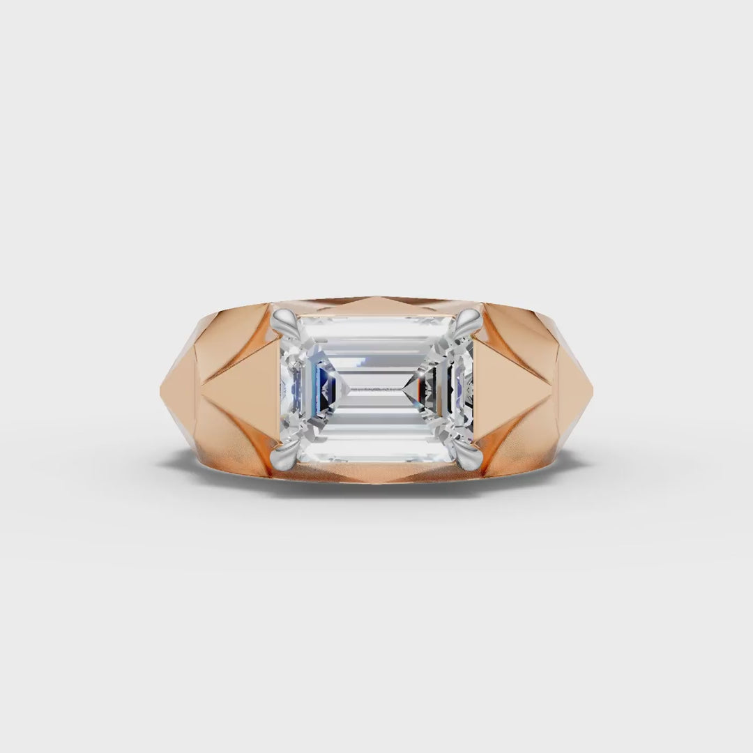925 Sterling Silver Emerald Cut Moissanite Diamond Ring