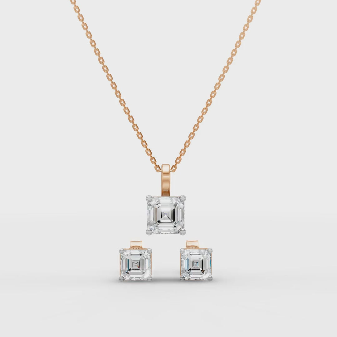 Minimalist Square Shape Necklace & Earrings Set