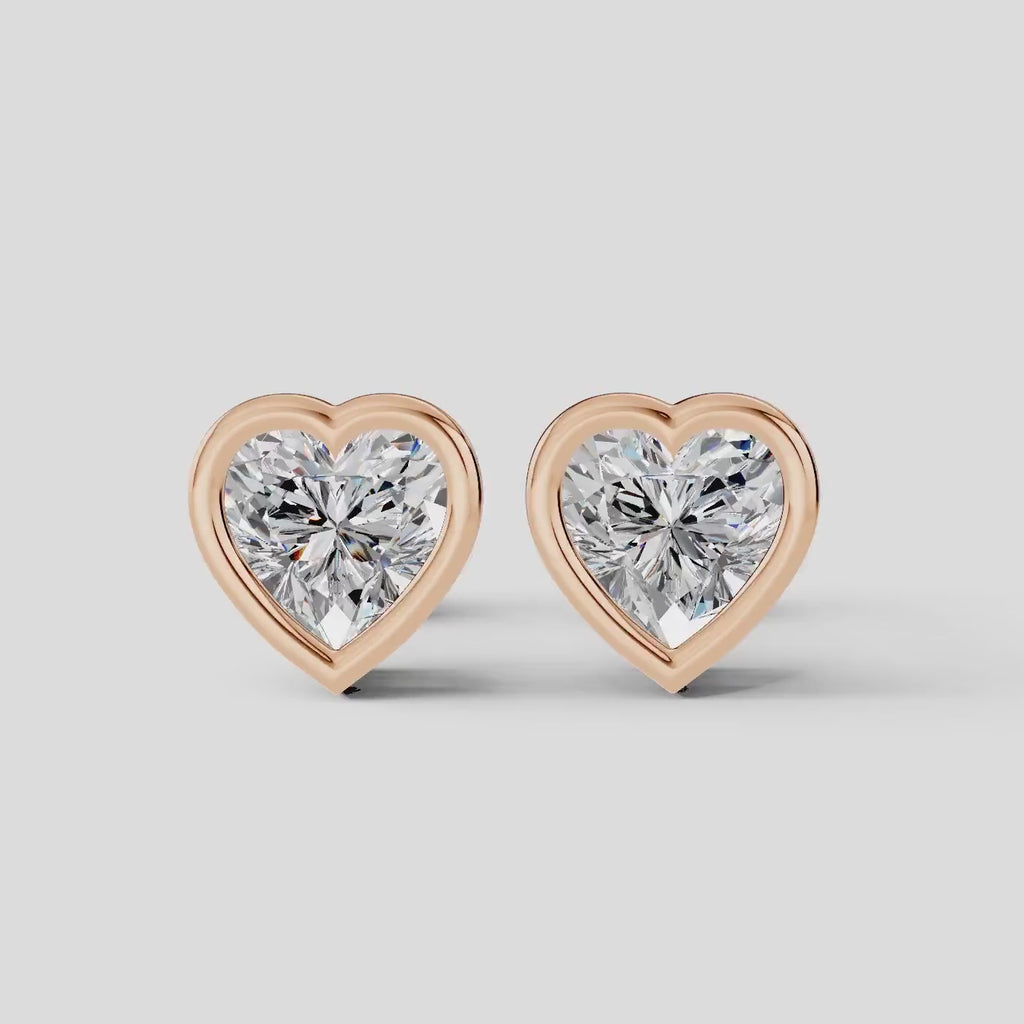 Heart Shaped Bezel Setting Earring ( 1 Pair )