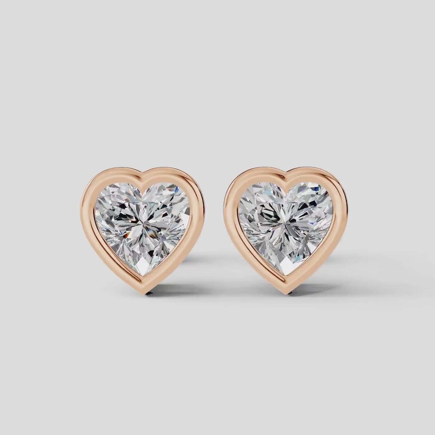 Heart Shaped Bezel Setting Earring ( 1 Pair )