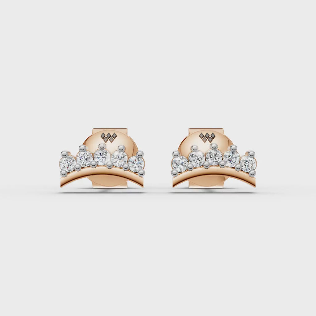 Curved Crown Stud Earrings (1 Pair)