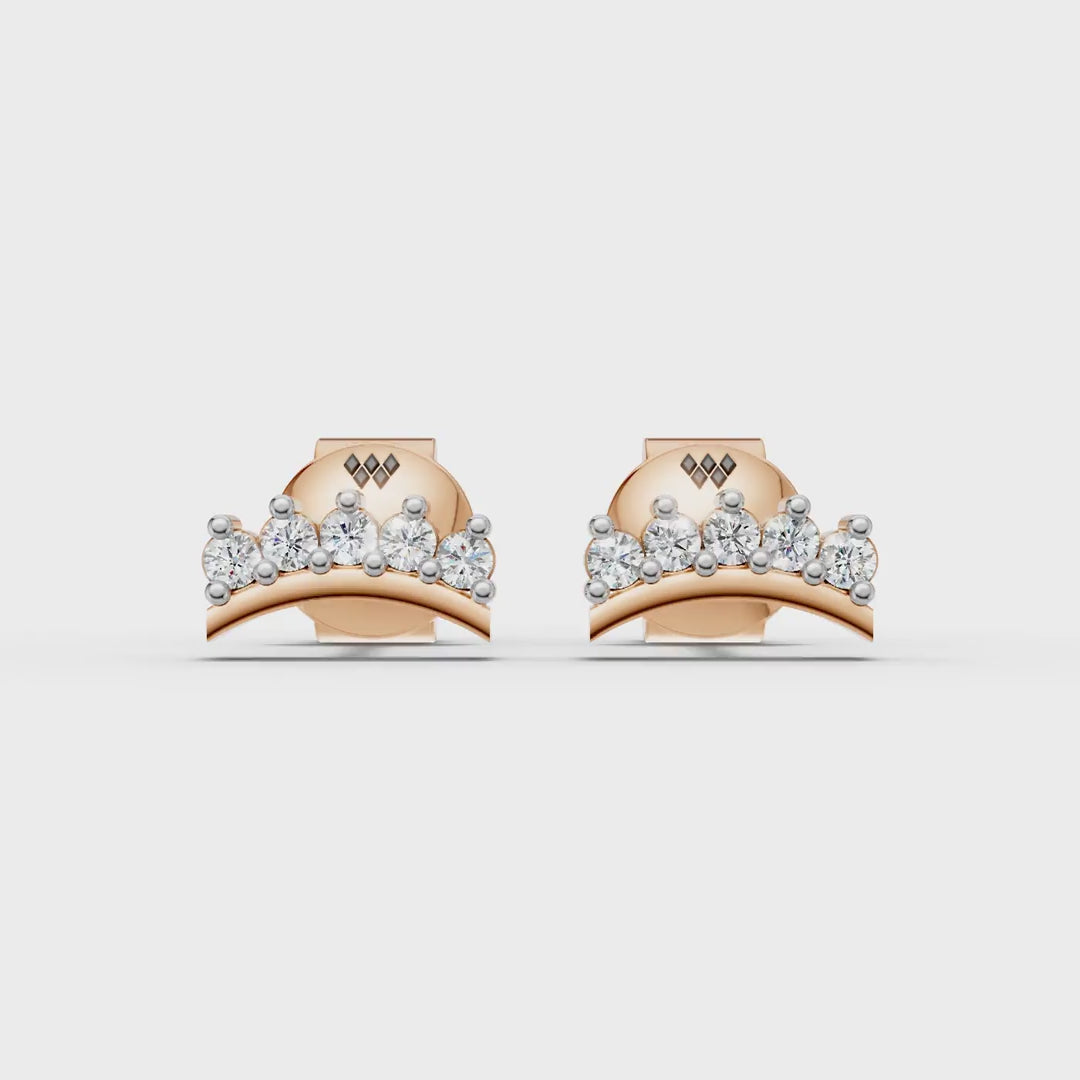 Curved Crown Stud Earrings (1 Pair)