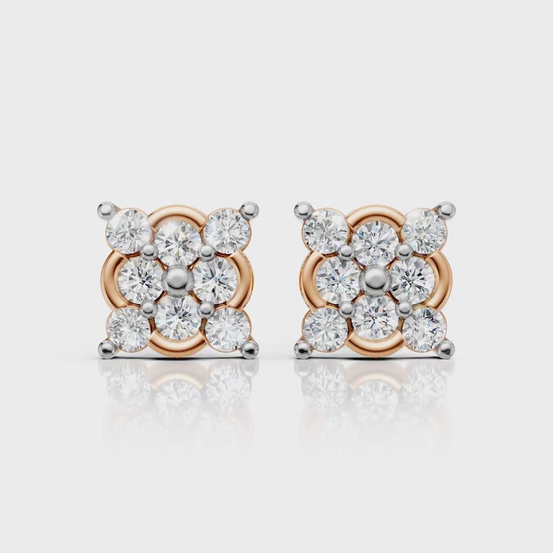 Classic Square Halo Diamond Earrings (1 Pair)