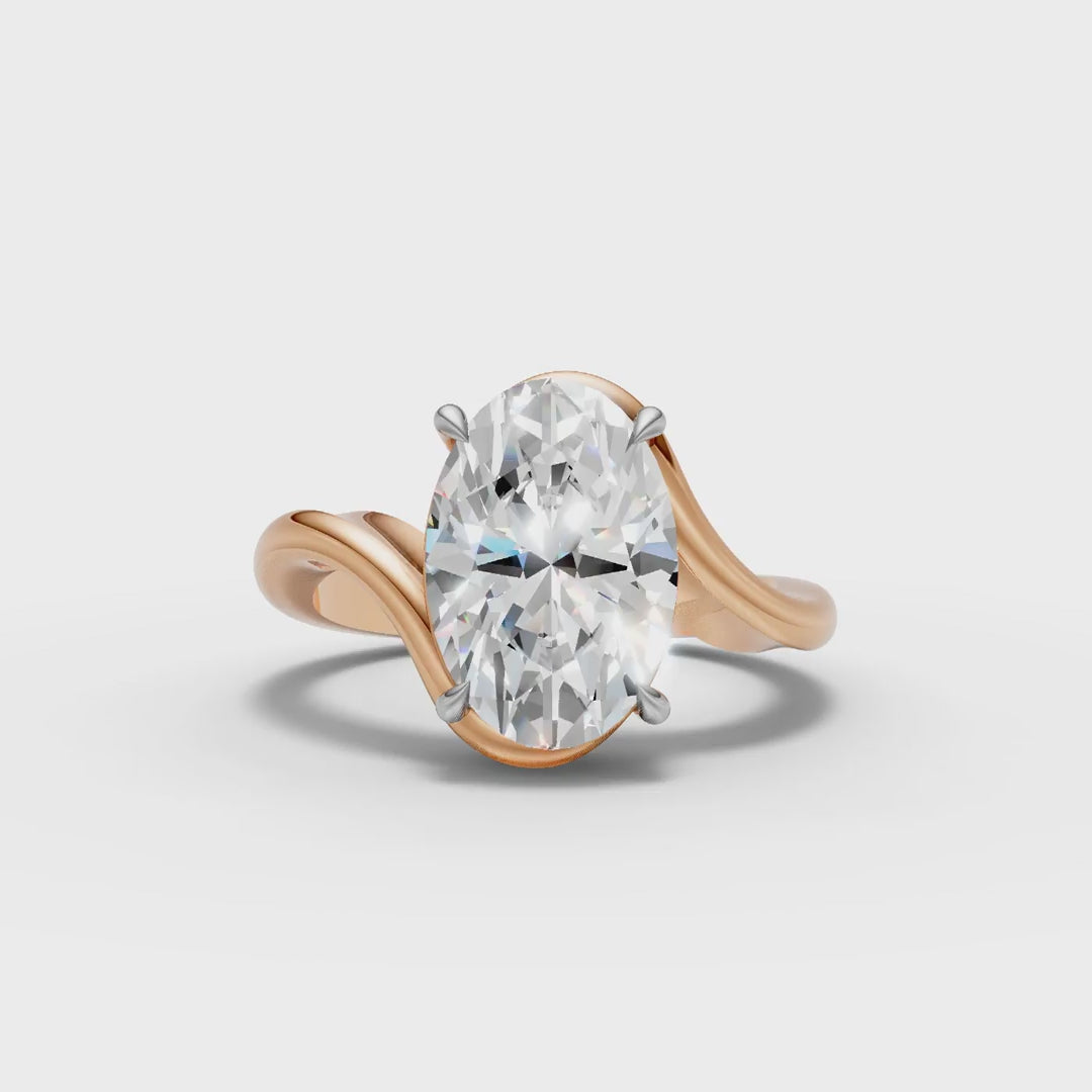 925 Sterling Silver Oval Solitaire Moissanite Diamond Ring