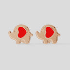 Elephant Earrings | Cute Red Heart Design for Kids & Women (1 Pair)