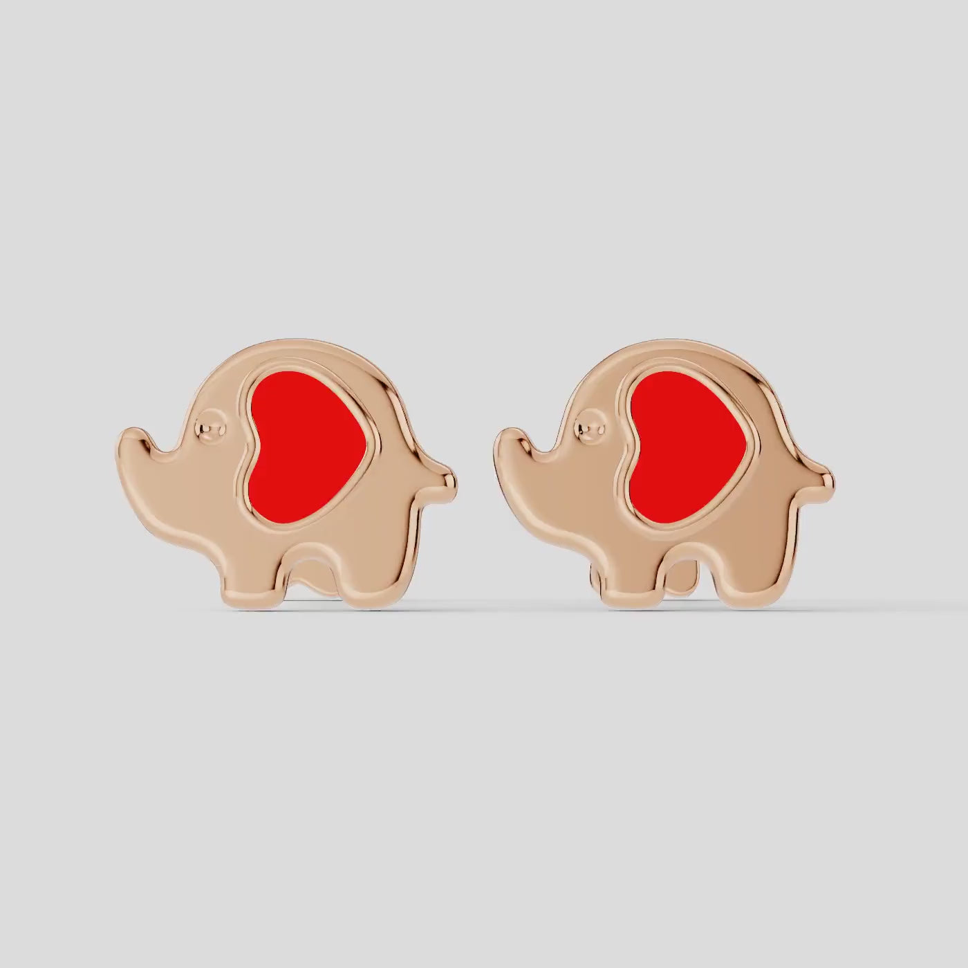 Elephant Earrings | Cute Red Heart Design for Kids & Women (1 Pair)