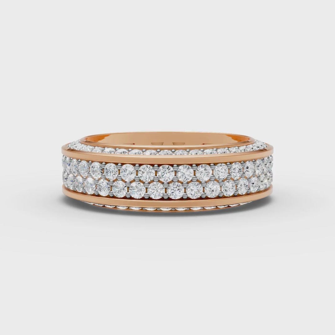 925 Sterling Silver Multi-Row Sparkle Moissanite Diamond Ring