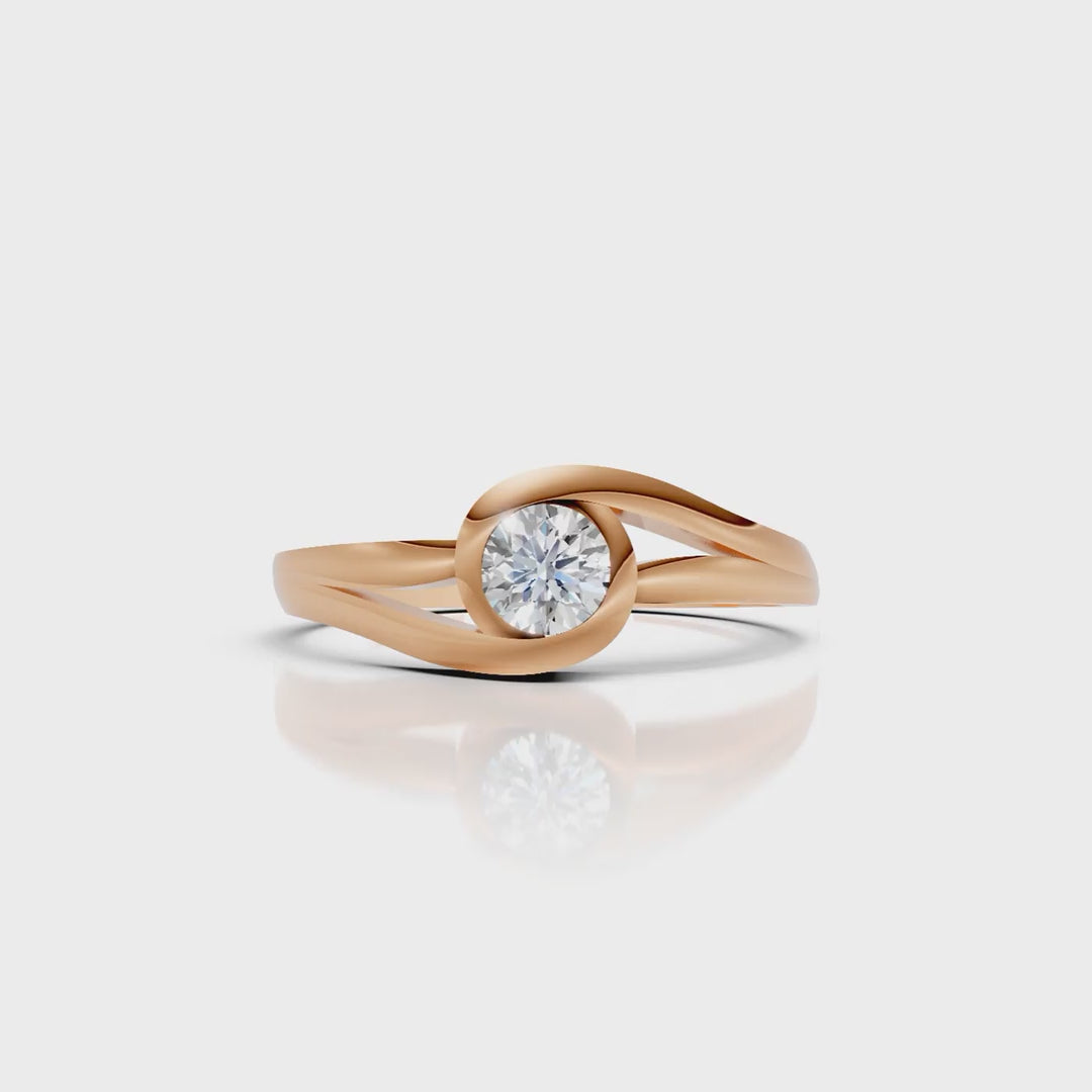 Round Solitaire Swirl Ring