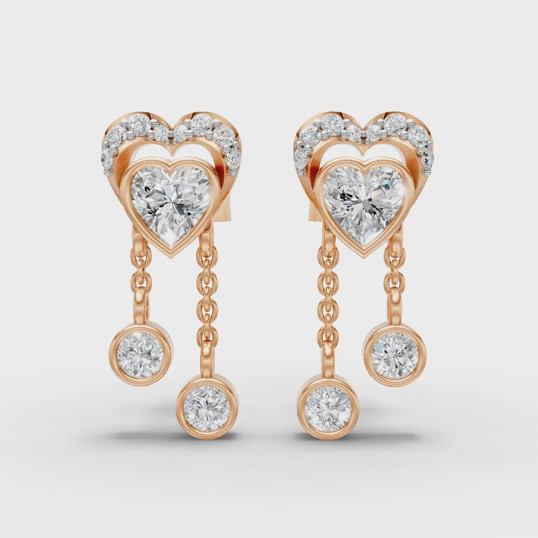 Heart Shaped with Hanging Earring ( 1 Pair )