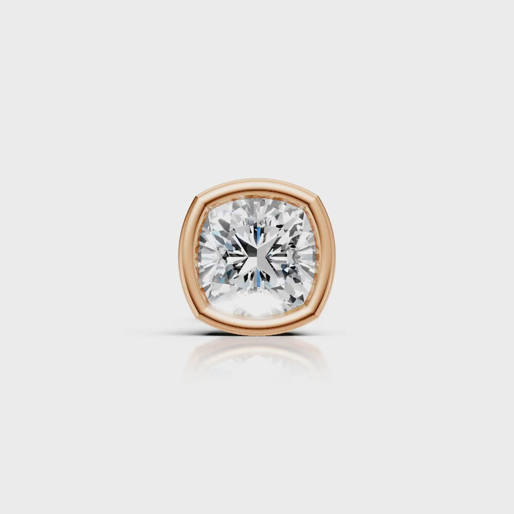 Cushion Square Shaped Bezel Setting Earring ( 1 PC)