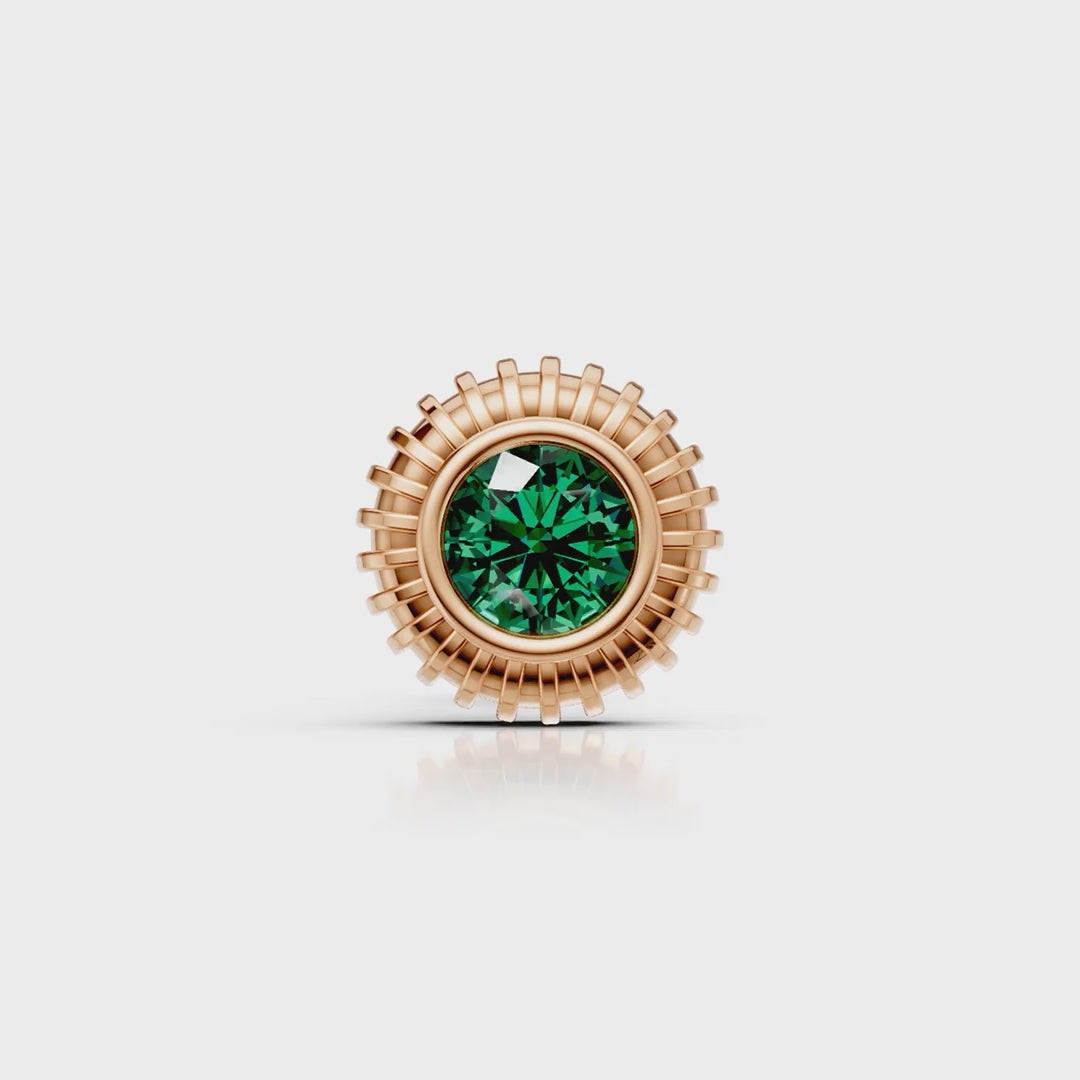 Green Solitaire Sunburst Studs