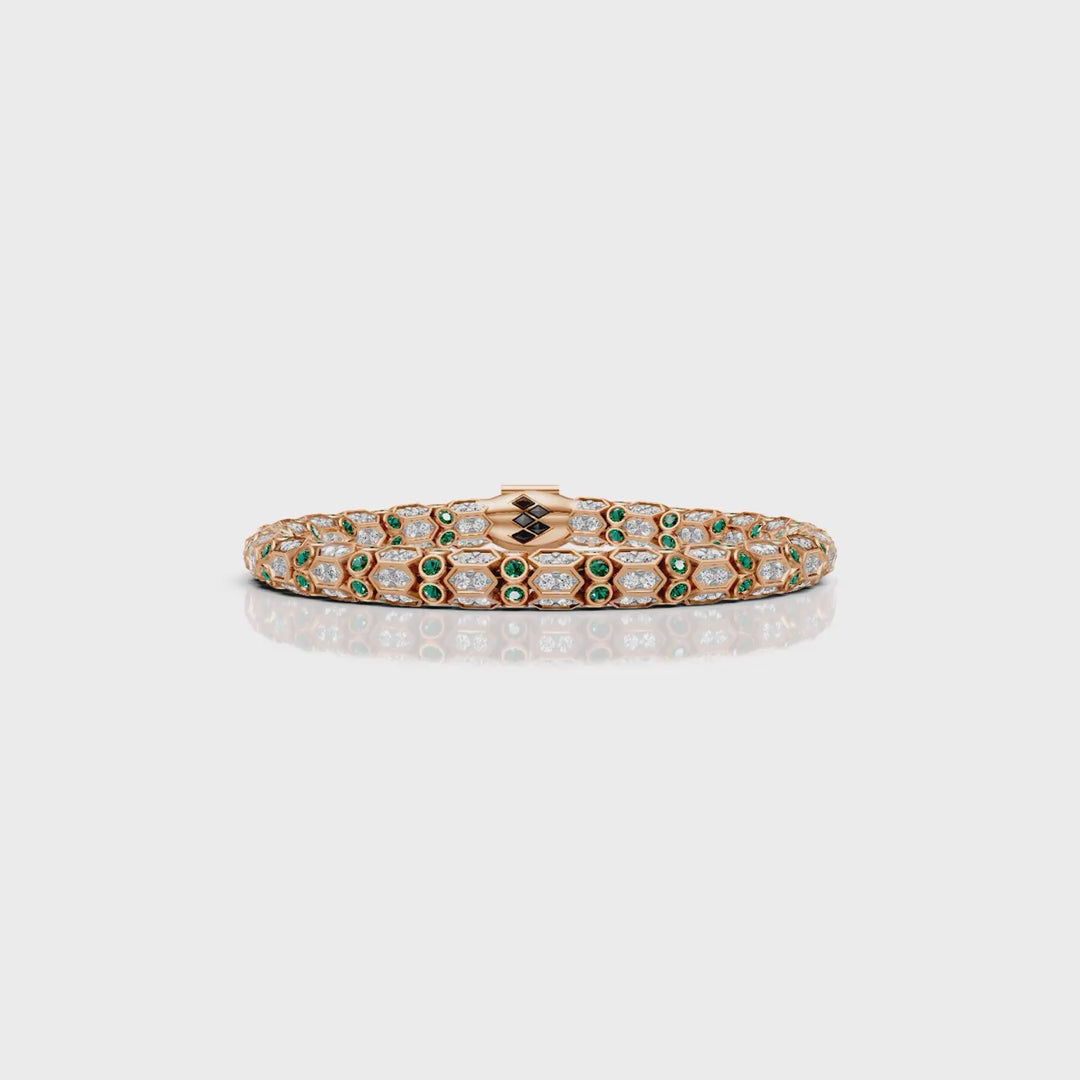Green & White Diamond Rope Bracelet