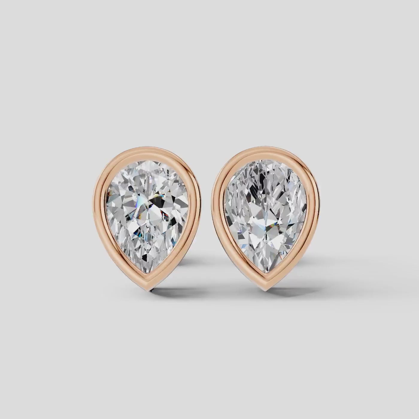 Pear Shaped Bezel Setting Earring ( 1 Pair )