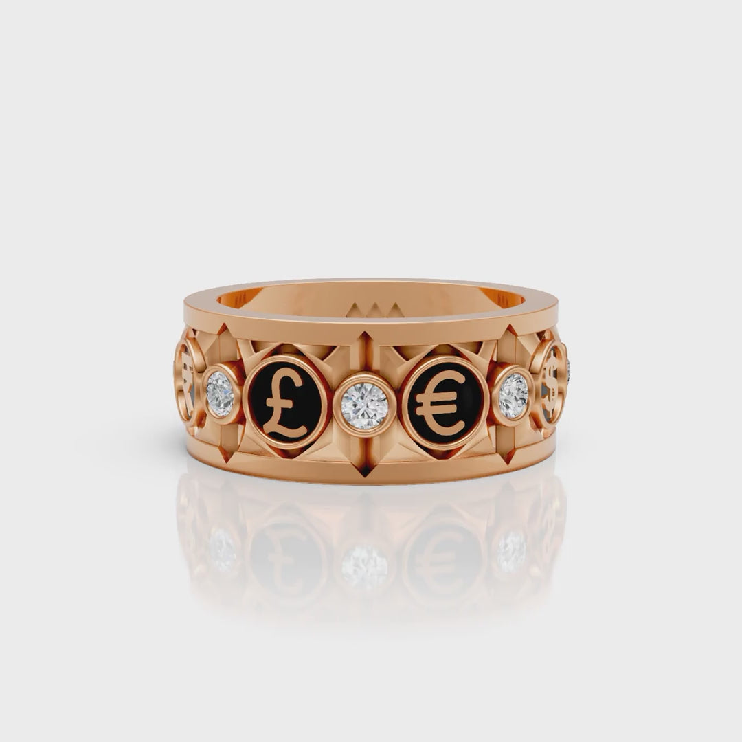 Currency Symbol Moissanite Men's Ring