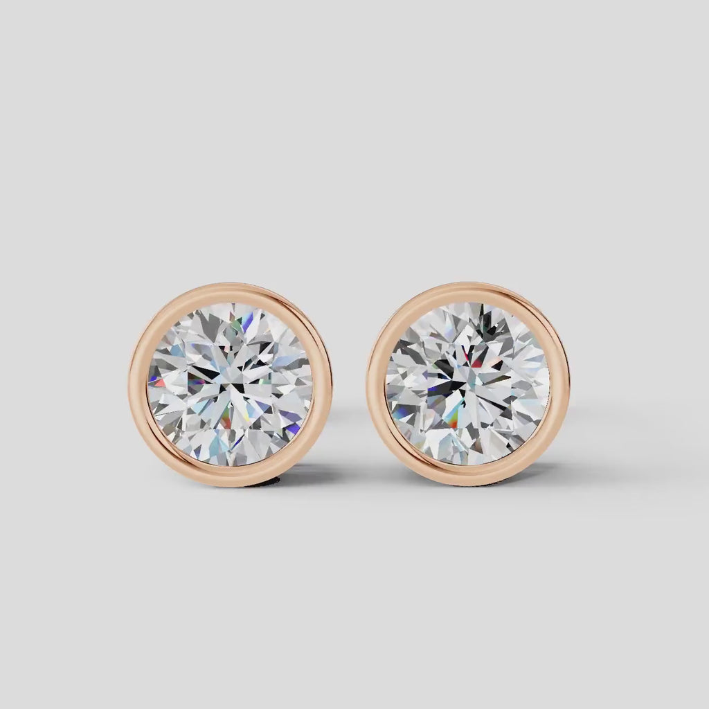 Round Bezel Setting Earring ( 1 Pair )