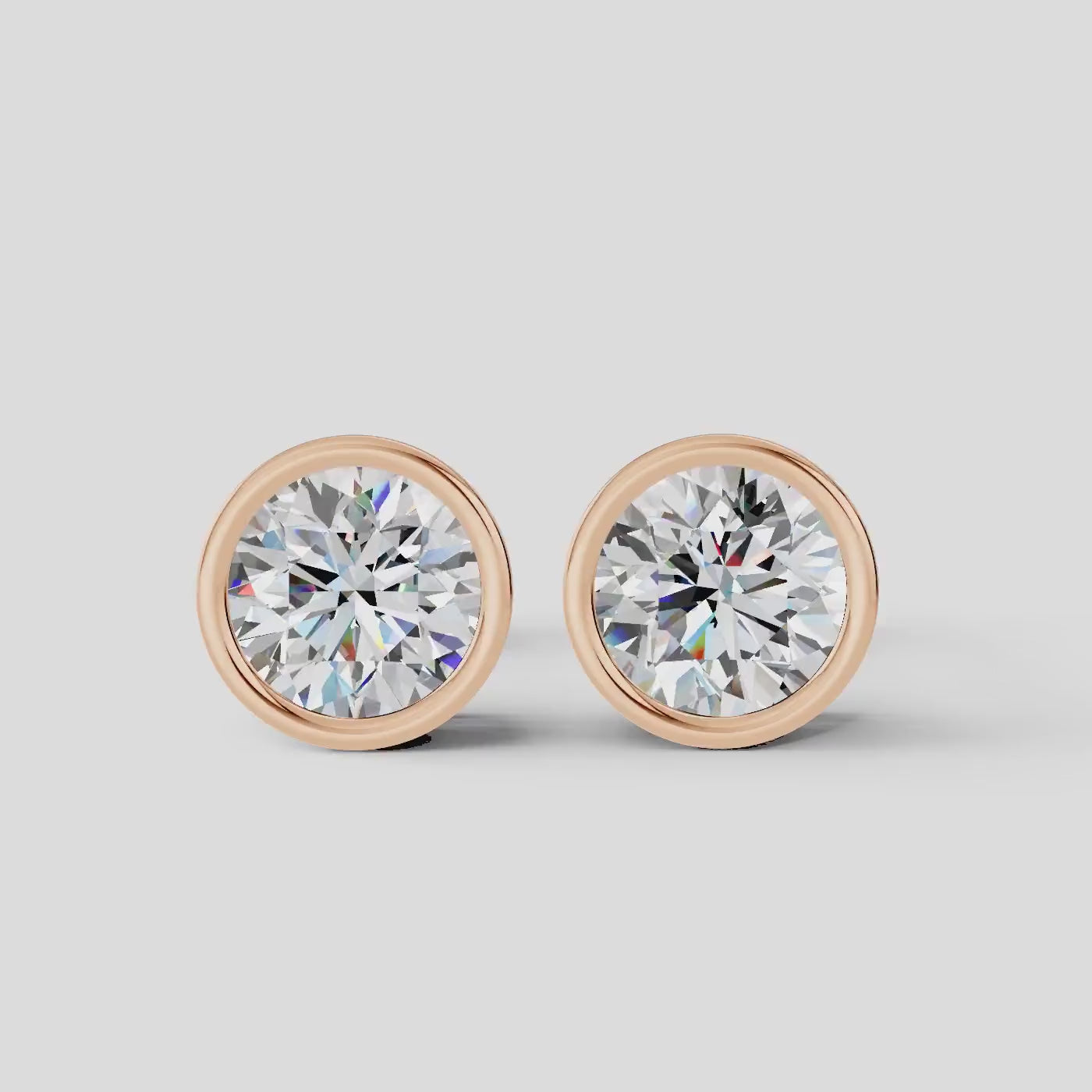 Round Bezel Setting Earring ( 1 Pair )