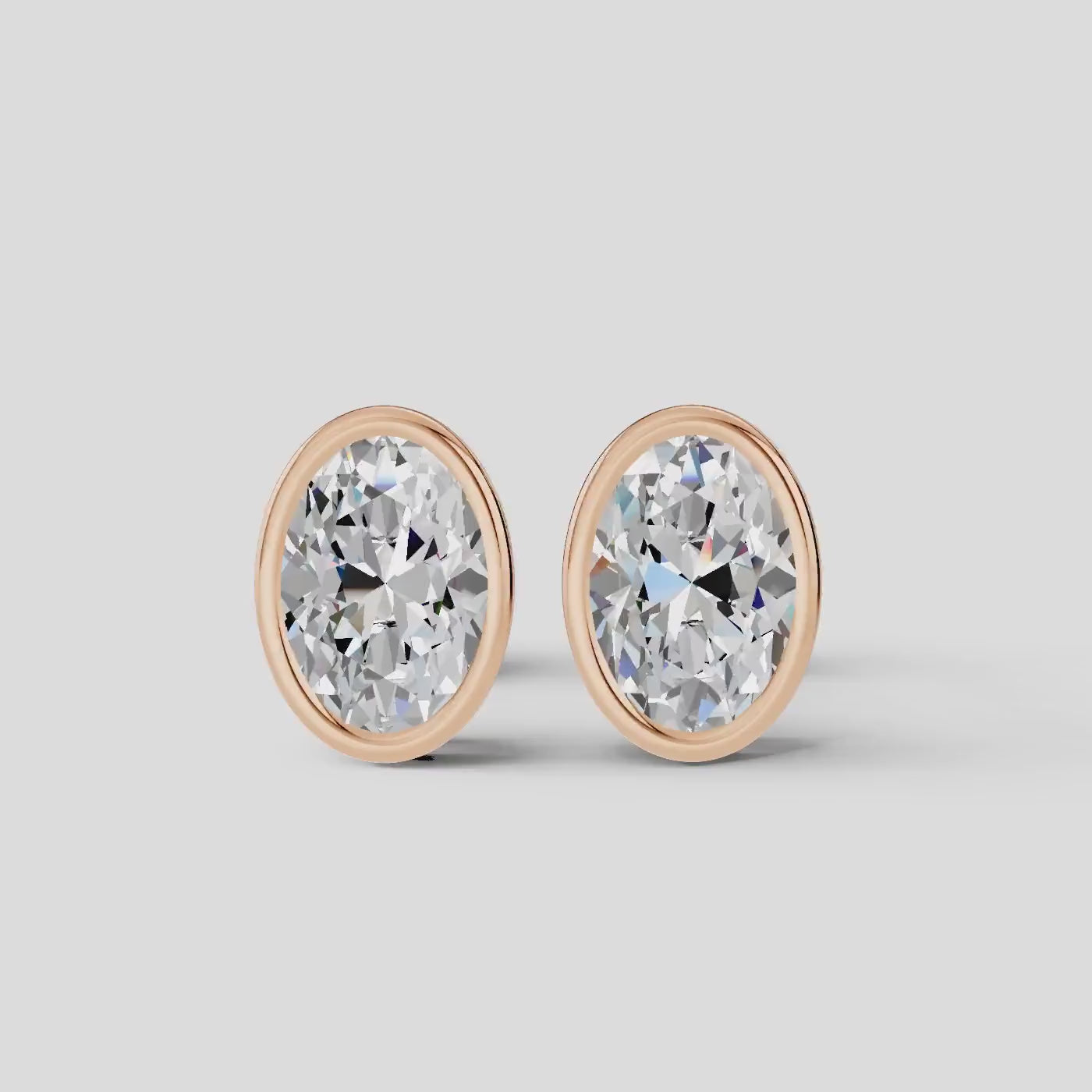 925 Sterling Silver Oval Shaped Moissanite Diamond Bezel Setting Earring ( 1 Pair )