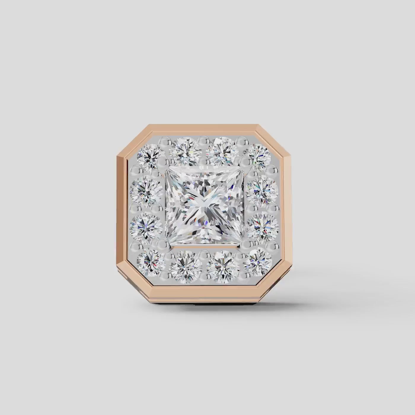 925 Sterling Silver Moissanite Diamond Princess Hexagon Shape Earring  (1 PC)