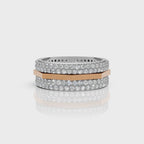 Solid Gold And 925 Sterling Silver Gold Moissanite Diamond Hexagon Shape Band  Ring