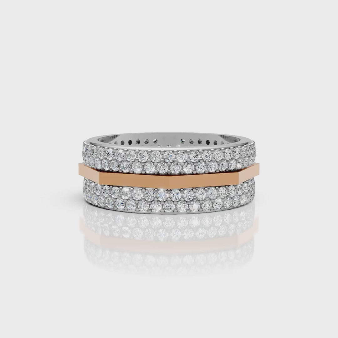 Solid Gold And 925 Sterling Silver Gold Moissanite Diamond Hexagon Shape Band  Ring