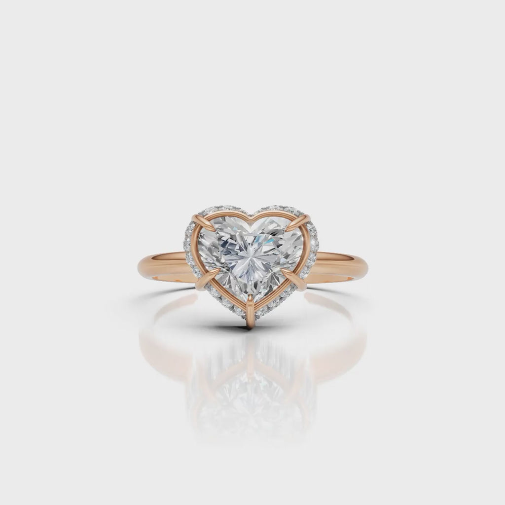 Heart Solitaire Halo Diamond Ring