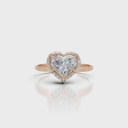 Heart Solitaire Halo Diamond Ring